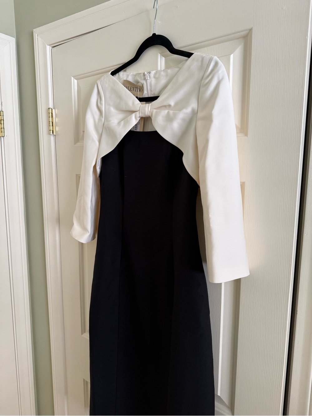 NWT $6,800 Valentino Colorblock Crepe Couture Midi Dress with Bow IT40=US4/6 - Picture 8 of 16